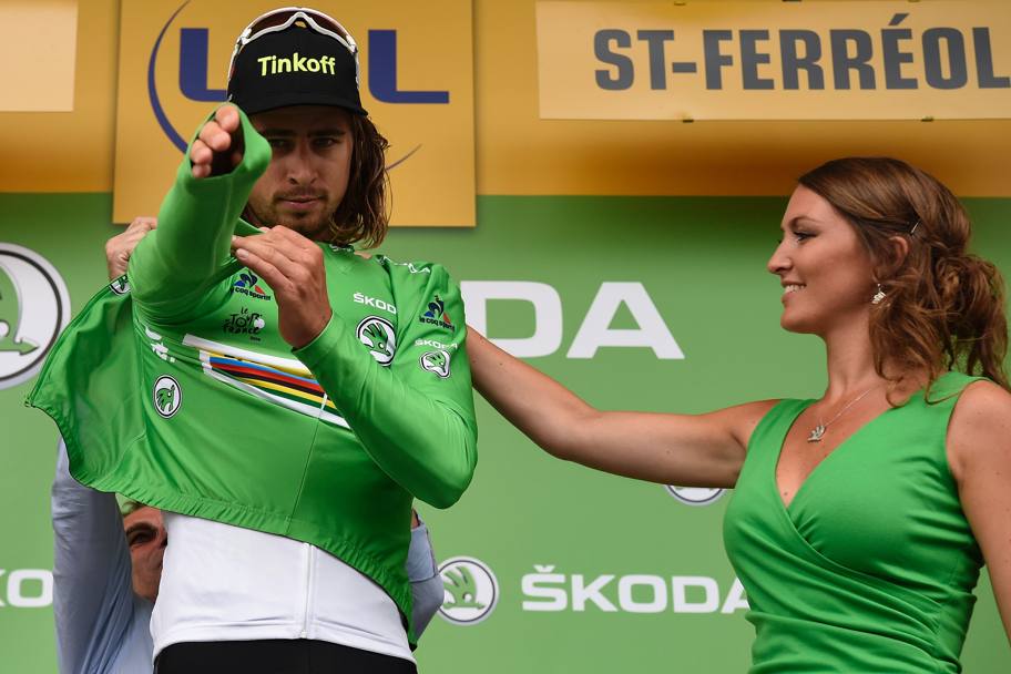 Peter Sagan riconquista la maglia verde della classifica a punti. Afp